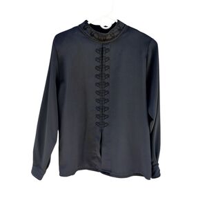 David Matthew Elegant Black Women's Blouse with Embroidered Design